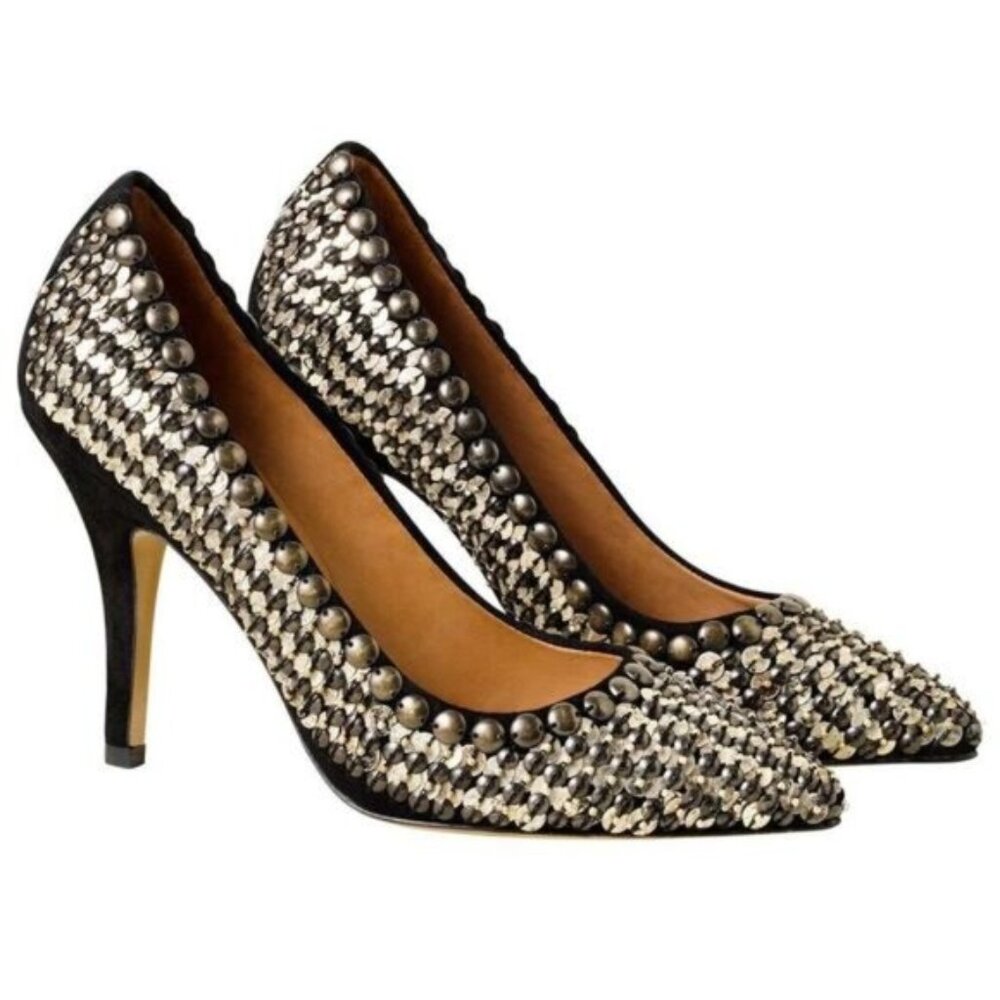 ISABEL MARANT X H&M Suede Studded Pumps Rivets Sz 8.5 Genuine Leather